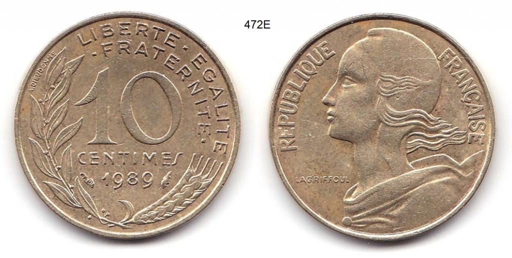 Франция. 10 сантимов. 1989 год.