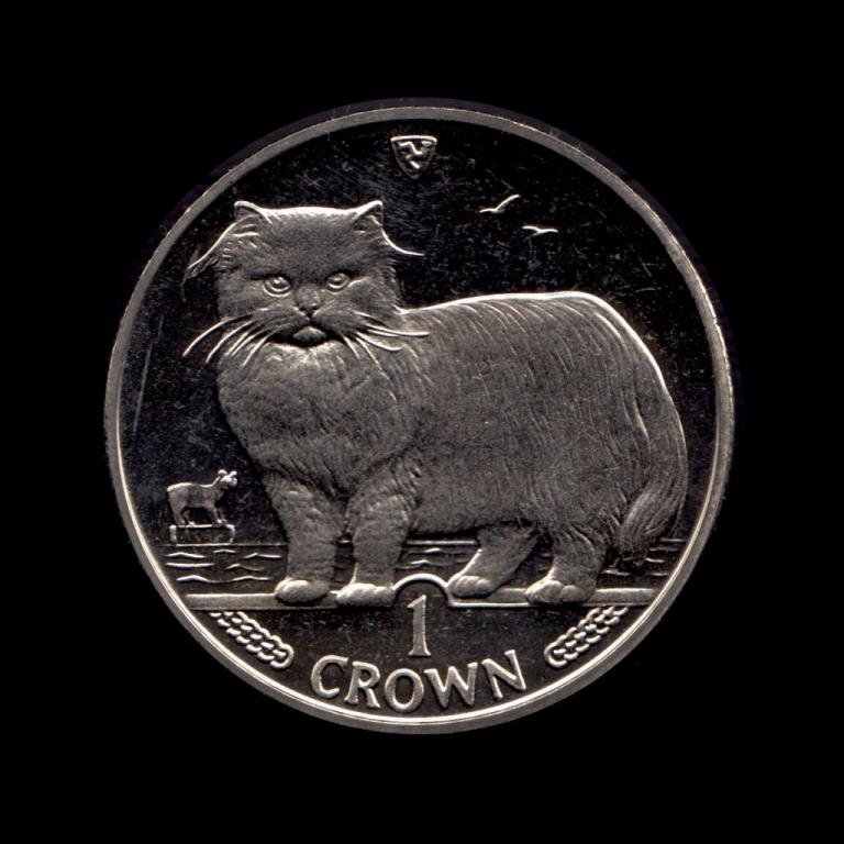 Остров Мэн 1 крона 1989 Персидская кошка aUNC-UNC 