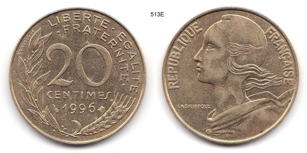 Франция. 20 сантимов. 1996 год.