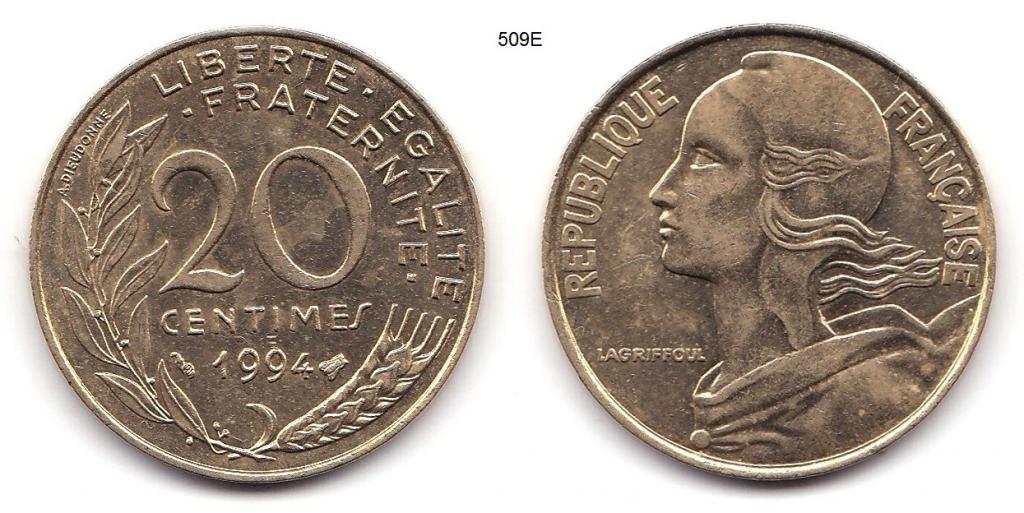 Франция. 20 сантимов. 1994 год.