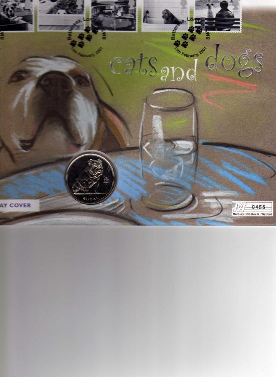 Гибралтар 1 крона 1996 Собака Английский Бульдог Конверт