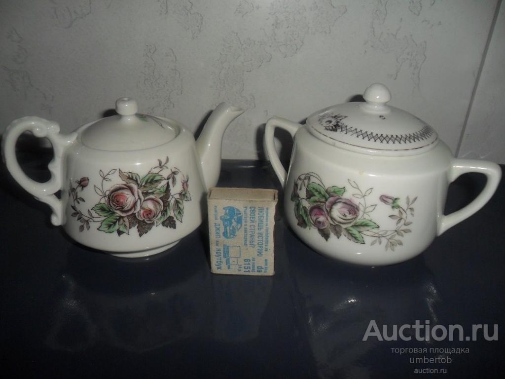 Чайник и сахарница,СССР,фарфор,по рисунку Чехонина. 