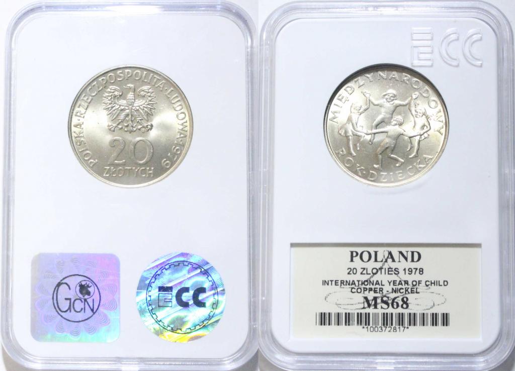 20 злотых 1978. Год детства. GCN - MS 68. 0740