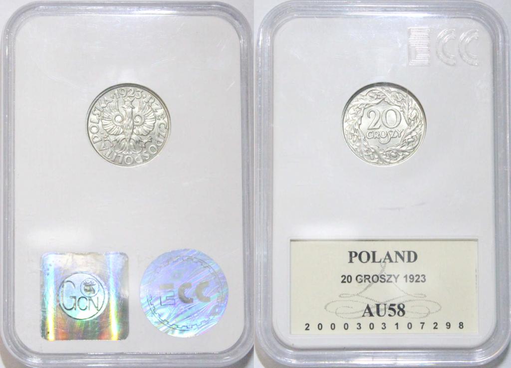 20 грошей 1923. GCN - AU 58. 0739