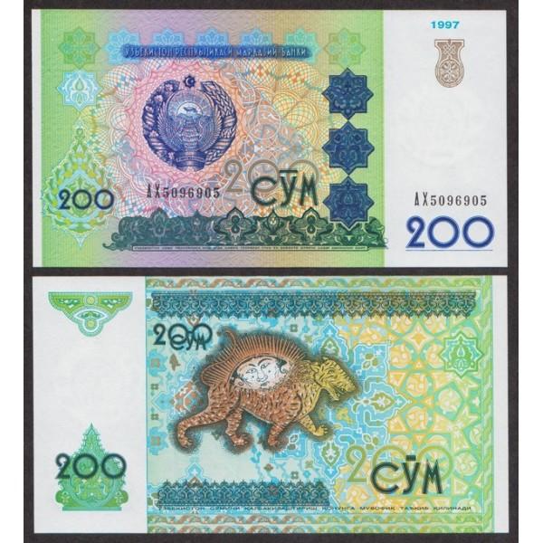 Узбекистан 200 Сум 1997 P80 UNC (ПРЕСС)