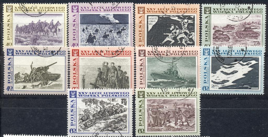 Польша 1968 г. серия "25 лет Войска Польского"  гашеная