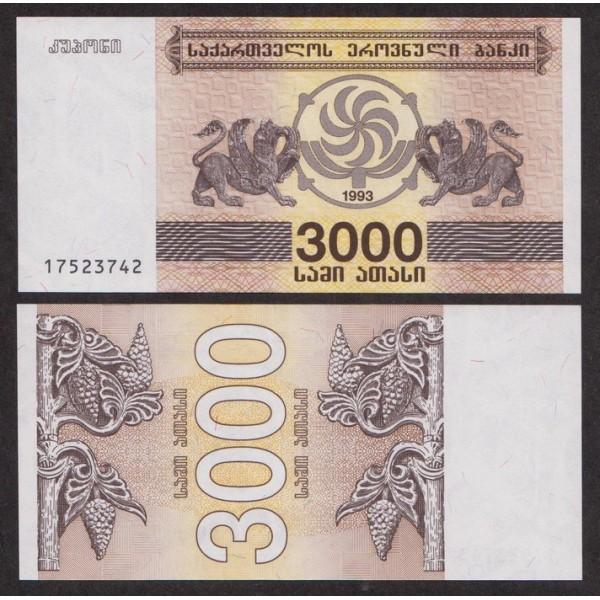 Грузия 3000 Лари 1993 P45 UNC (ПРЕСС)