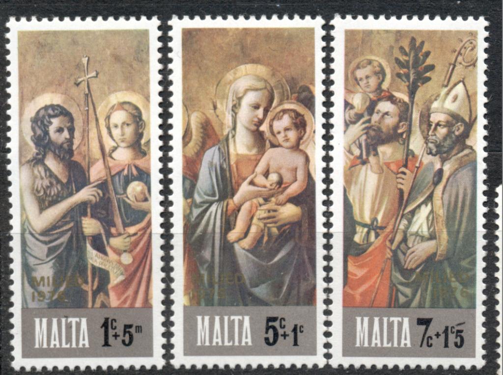 Мальта серия 1976 г.  негашеная *след наклейки