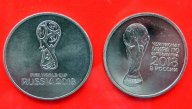 2 монеты одним лотом 25 руб. 2018 год ЧМ по футболу. Логотип и Кубок FIFA с 1 рубля + номинал.