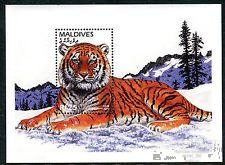 Мальдивы 1996 фауна тигр  лев  птицы блок+МЛ **/bbs506 