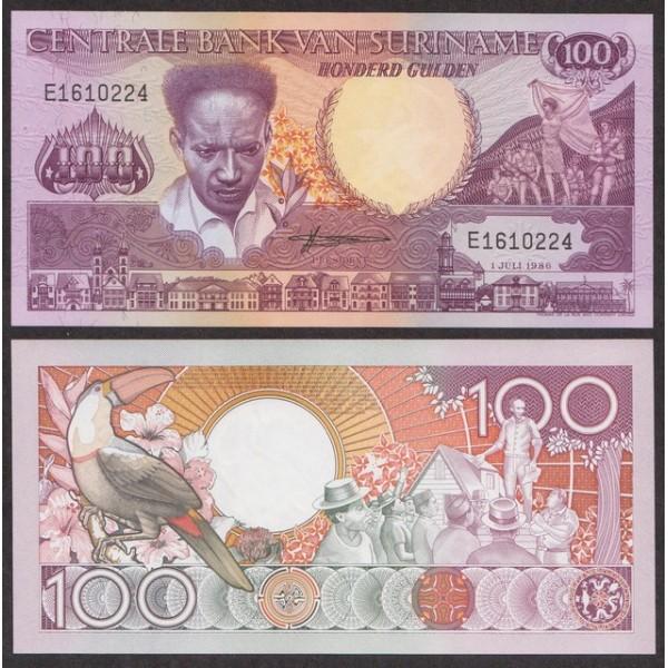 Суринам 100 Гульденов 1986 P133a UNC (ПРЕСС)