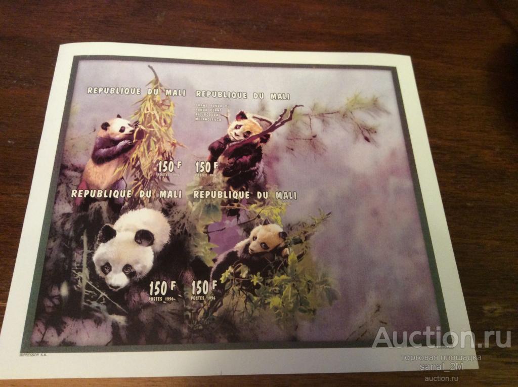 R Мали 1996 панды Б/з блок ** faun333