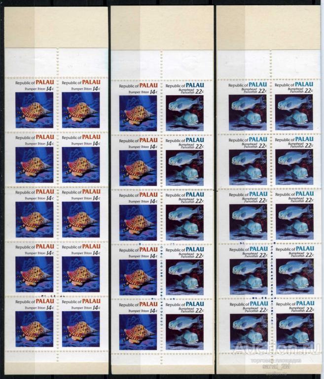 Палау 1985 рыбы ракушки моллюски 3 буклета 60 евро ** /ba47 