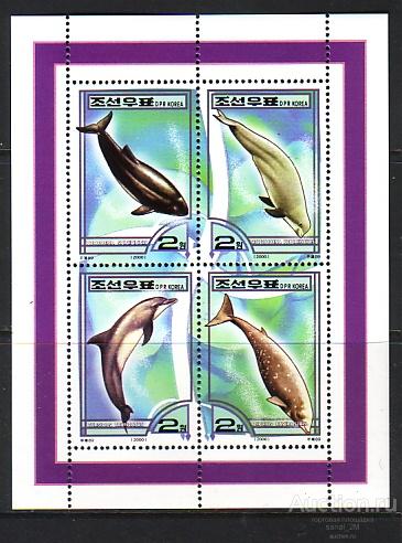 Корея КНДР 2000 фауна дельфины блок 12 euro **/fa27