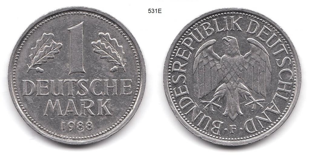 Германия 1 марка (F) 1988 год.