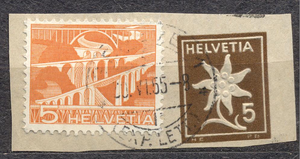 Швейцария 1955 г. вырезка из почтового отправления  состояние гашеная