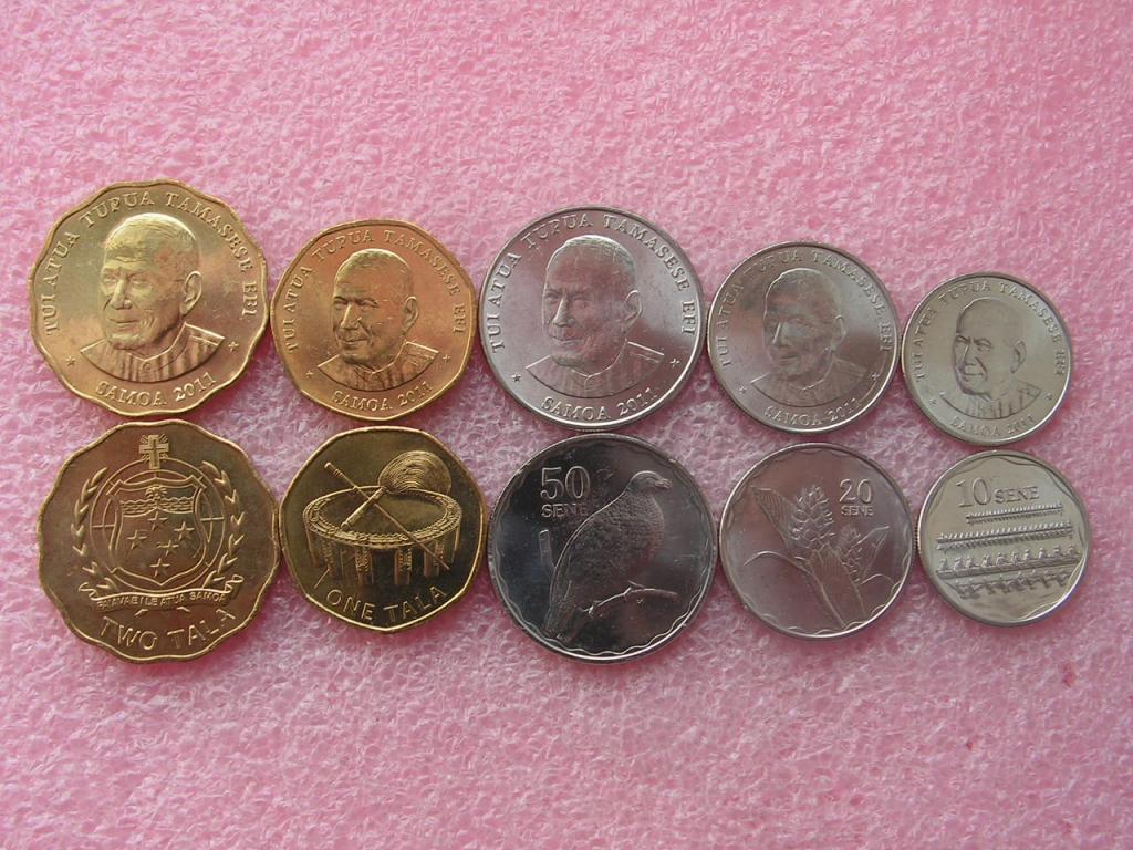 Самоа набор 10 20 50 сене 1 2 тала 2011 unc