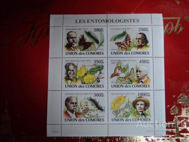 Марки.Коморские острова.2008 г.М.лист.Фауна.Бабочки..MNH**.