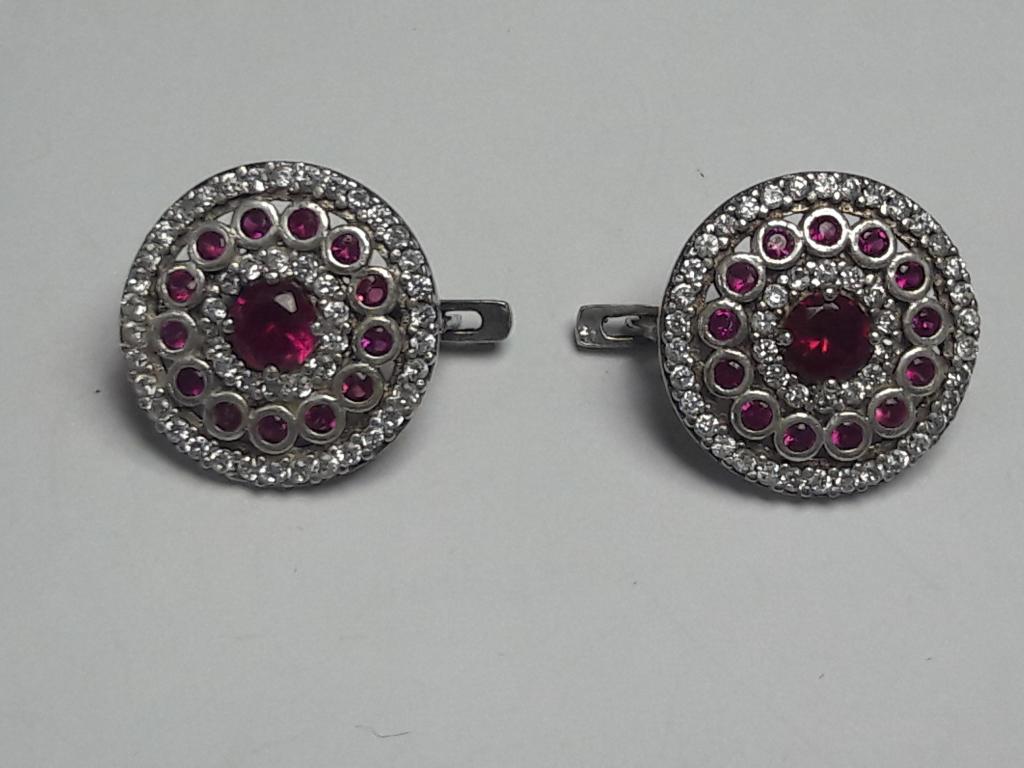 Серьги. Серебро. 925-я проба. Рубины.