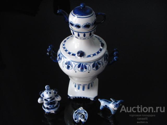 Винтаж Самовар сувенирный Гжель USSR Hand-painted