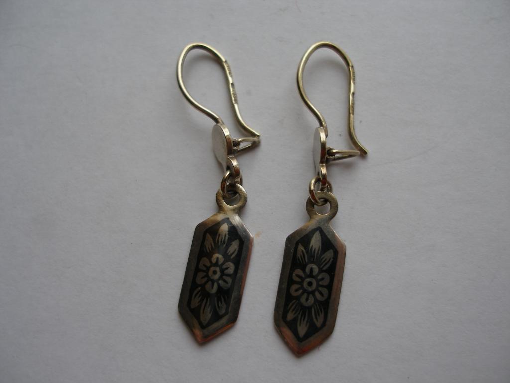 Серьги северная чернь(прямоугольники).Серебро 925 проба .2,8 гр.