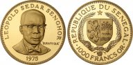 Сенегал. 1000 франков 1975 года. Proof. Золото. 0,4697 oz. 0,916. 15,95 г. Тираж 1250 шт. Редкие!