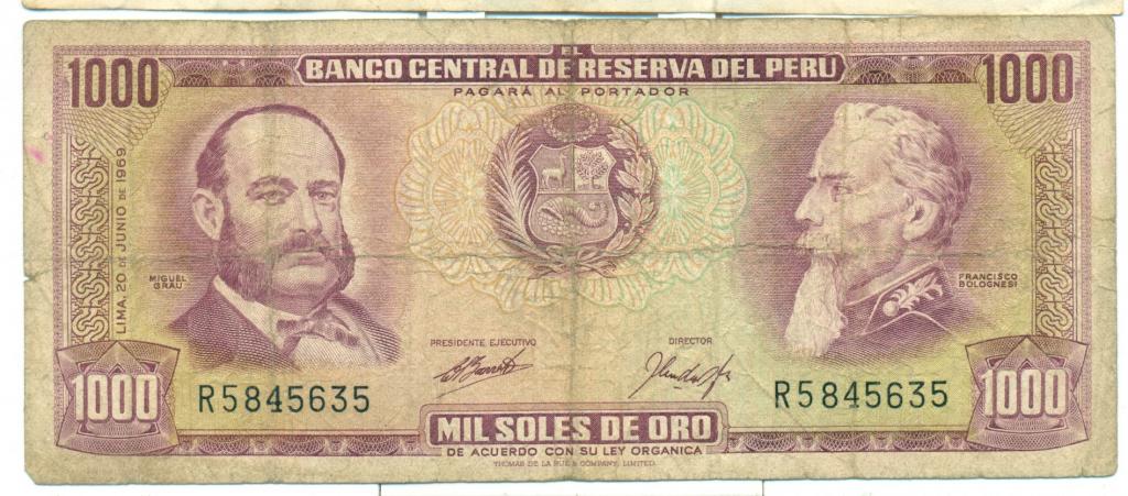 Перу 1000 солей 1969 г. KM 98a редкая