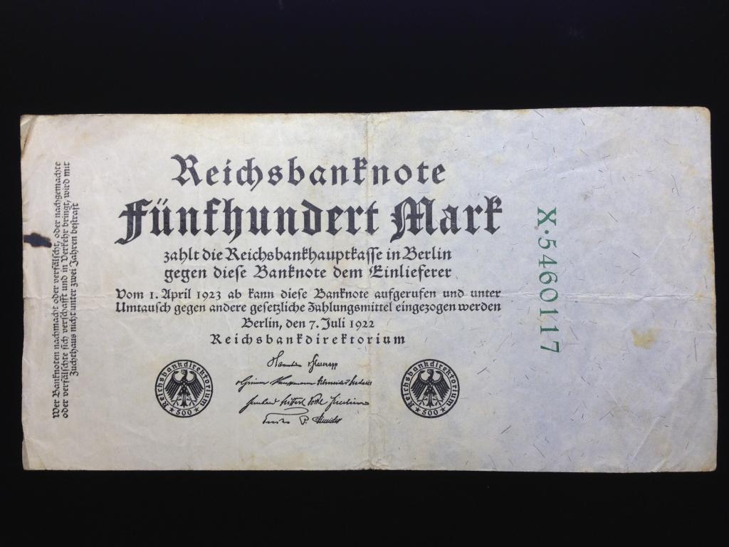 Германия 500 марок 1922 года