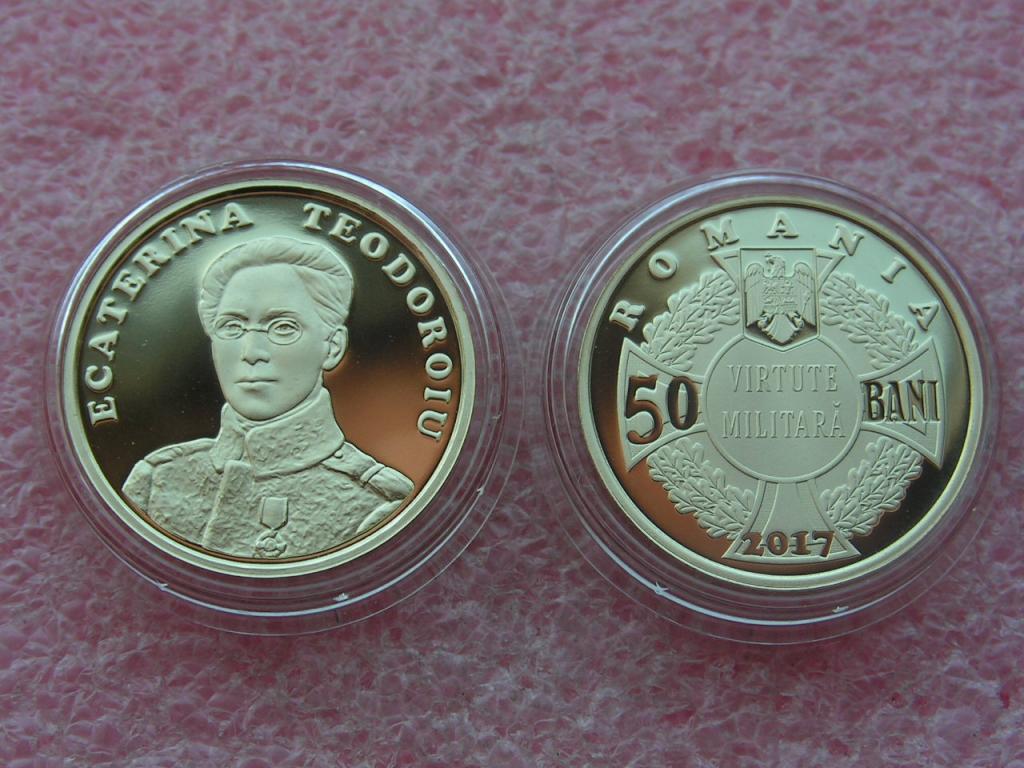 Румыния 50 бани 2017 Теодорою Екатерина первая женщина-офицер 1WW proof / unc