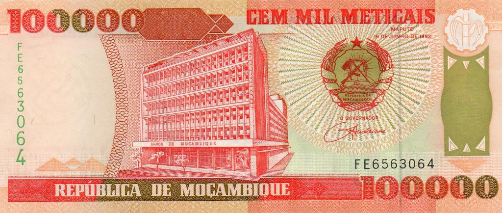 Мозамбик 100000 метикал 1993 год P# 139 UNC пресс