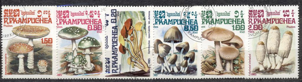 Камбоджа серия 1985 г. Флора Грибы гашеная