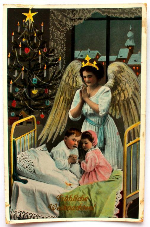 ГЕРМАНИЯ почтовая открытка «СЧАСТЛИВОГО РОЖДЕСТВА» (1911г.) подписана + МАРКА