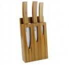 Набор керамических ножей ВН05 с бамбуковой ручкой + подставка  (код 161) (Ножи)