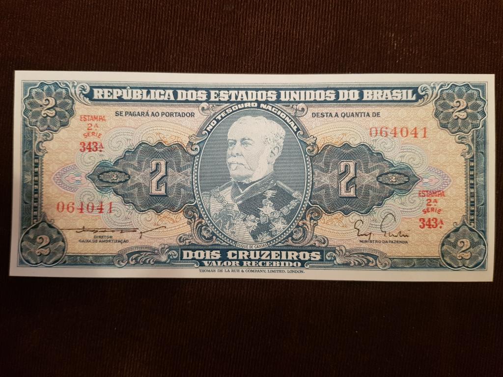 Бразилия 2 крузейро 1956 год, тип - 3а, UNC