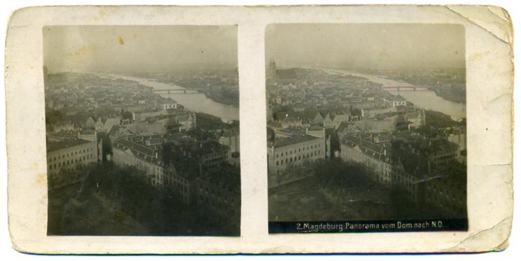 Германия Магдебург вид города виды фото открытка стерео