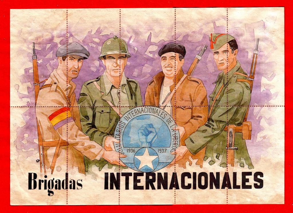 Испания Гражданская война, Интернациональные бригады Мадрида, 1937, КУПОНЫ, ПОЛНЫЙ ЛИСТ, РЕДКОСТЬ