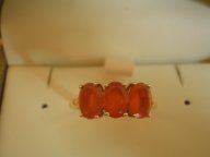 Кольцо с эфиопскими огненными опалами, 1,28 Ct, желтое золото 10К (417 пр). Сертификат. С 1 рубля!