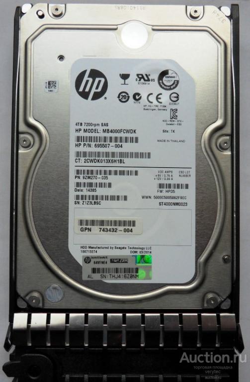 Жесткий диск HP 4TB 7.2K 6Gb/s SAS LFF Hot-Plug [MB4000FCWDK]