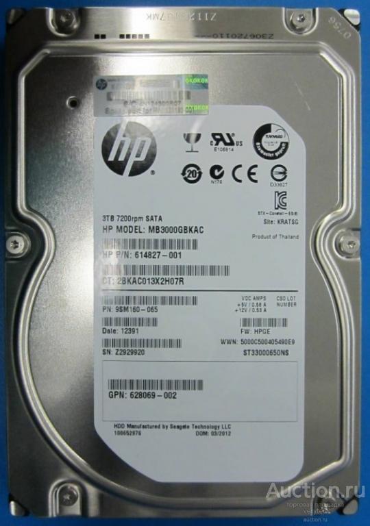 Жесткий диск HP 3TB 6G SATA 7.2K 3.5 [628065-b21]