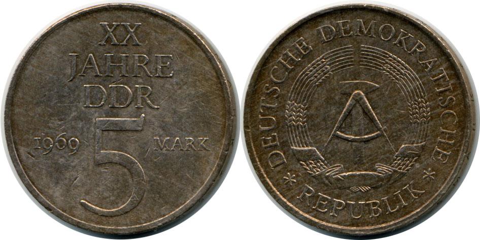 Германия ГДР 5 марок 1969 XX Jahre DDR 