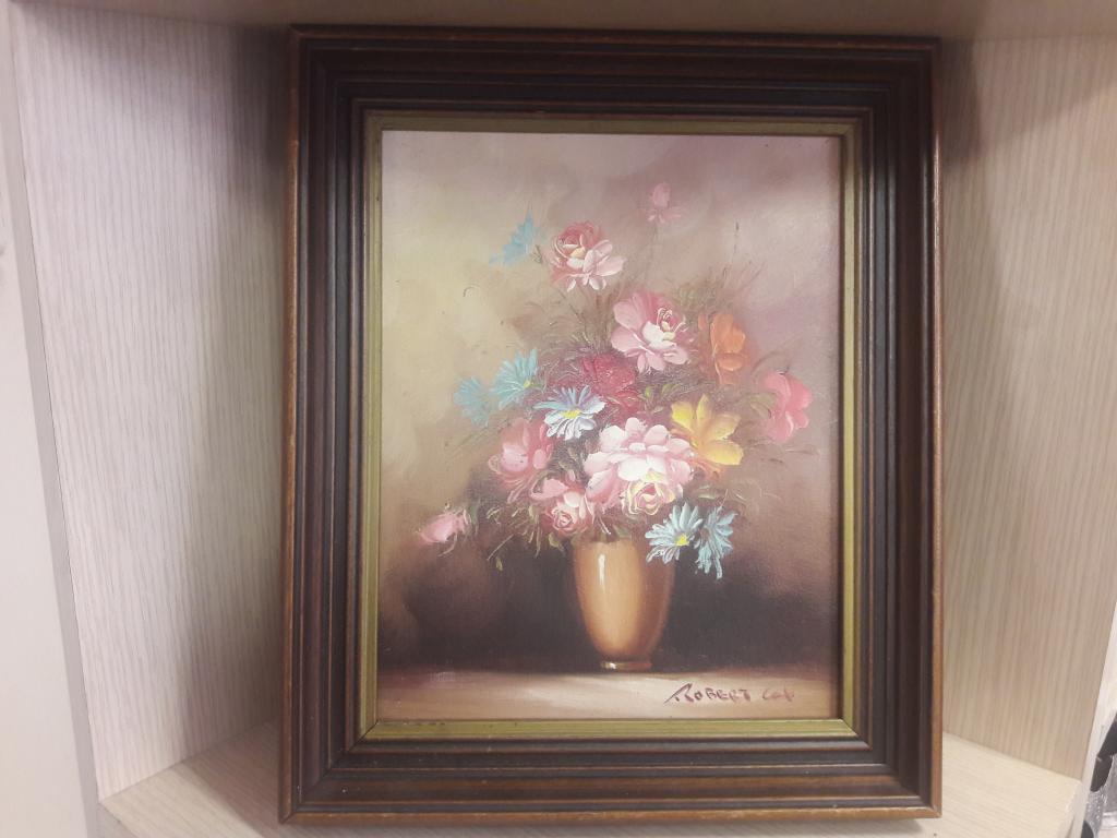 Картина " Цветы в вазе ". Германия. Рама дерево. Холст.