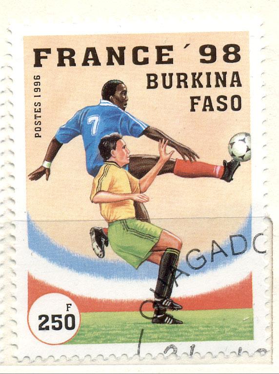 Футбол 1998 г.Буркина Фасо ЧМ Франция  гашеный