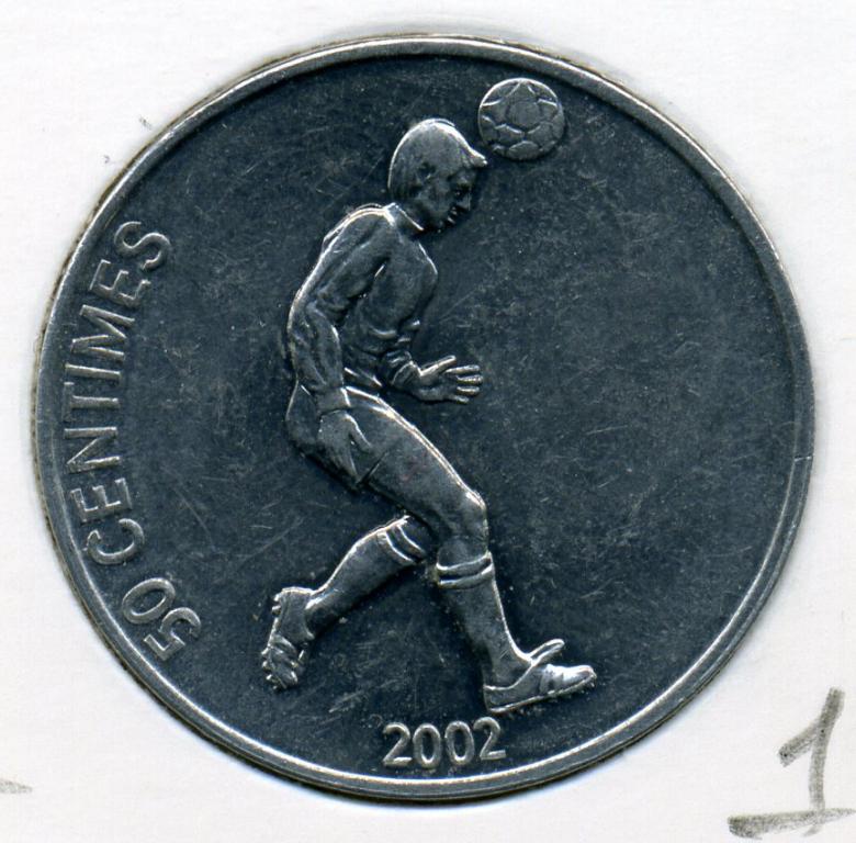 50 сантимов - Конго - 2002 - Футбол - UNC