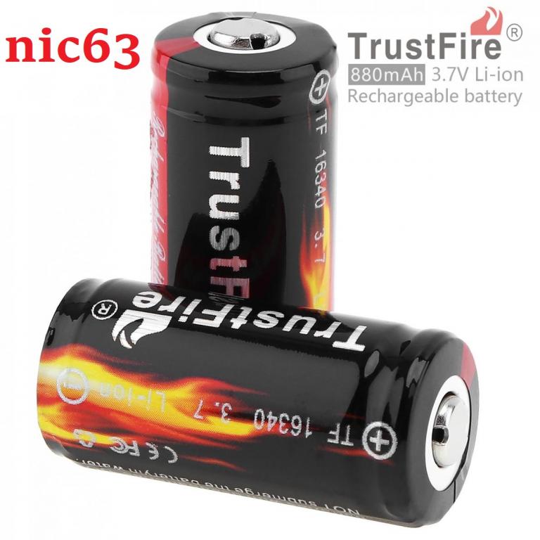 880мАч перезаряжаемые Li-ion аккумуляторы Trustfire 16340 2 штуки LITHIUM