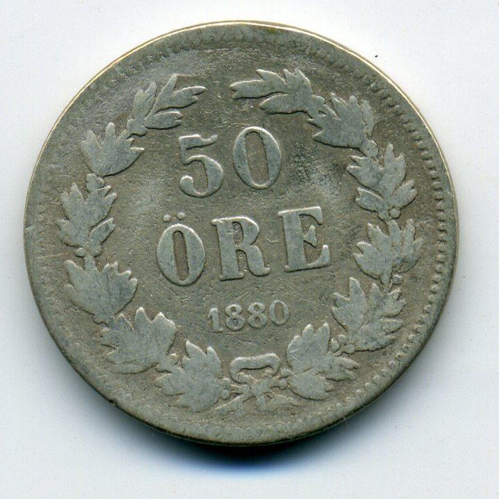 50 эре - Швеция - 1880 - серебро 600