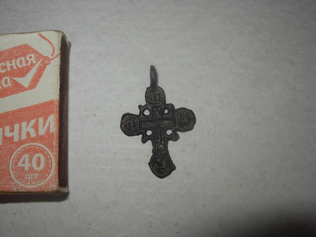 Крест крестик нательный круглоконечный старинный бронза красивая патина