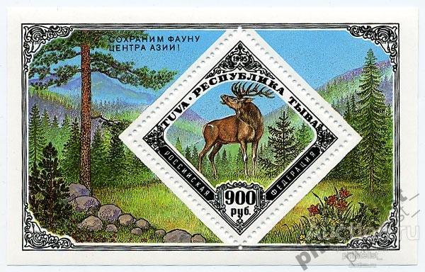 Тува  №166 )1995г. Блок Дикие животные_ 
