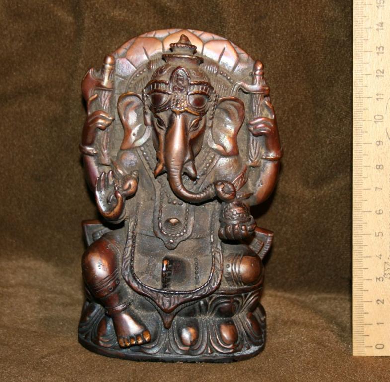 Бог Ганеша с жезлами и дарами 14 см бронза Непал