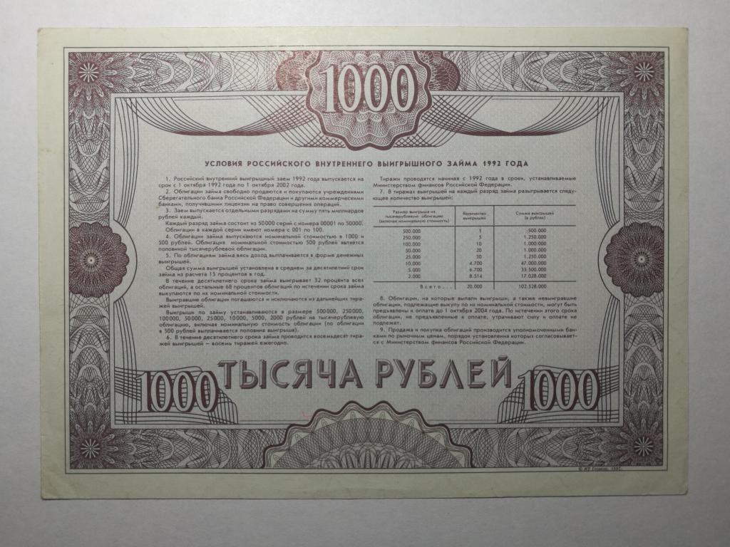 Стоимость Облигации 1992 Года 500 Рублей