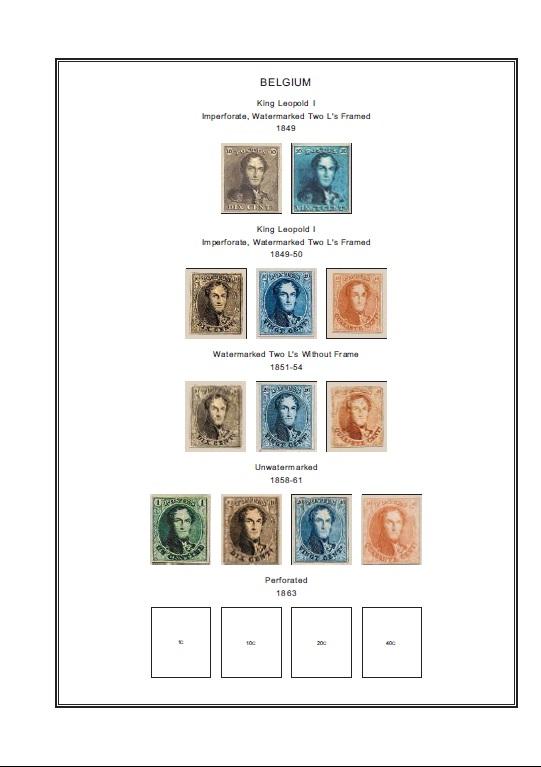 Бельгия иллюстрированные альбомные листы 1849-2009 в PDF формате 